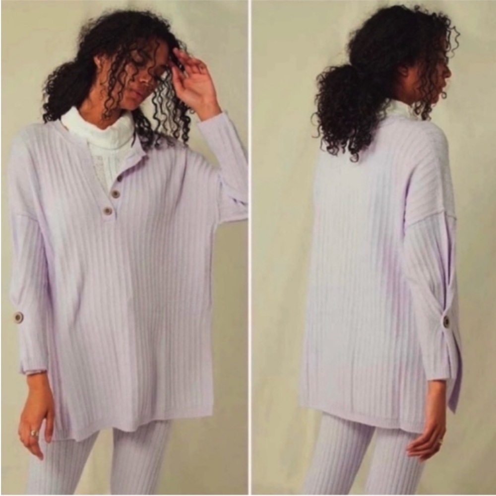 Free People large sweater Around the Clock Oversized Knit Henley